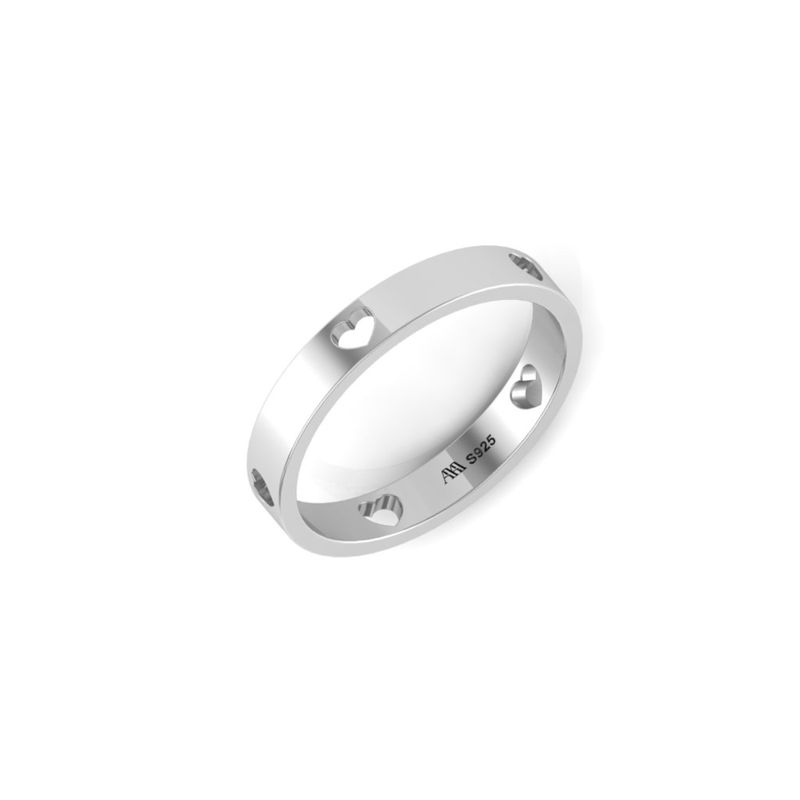 Praavy 925 Sterling Silver Hollow Heart Band Ring (P19R0253) (6)