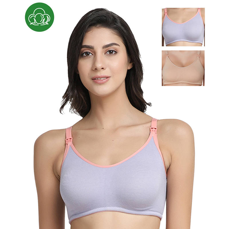 Inner Sense Organic Antimicrobial Soft Nursing Bra Pack of 3 - Multi-Color (32B)