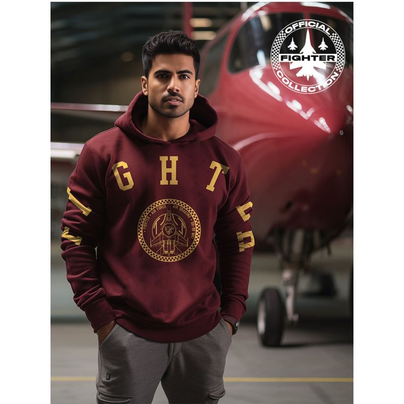 A47 The Classic Air Dragons Maroon and Mustard Fighter Hoodie (L)