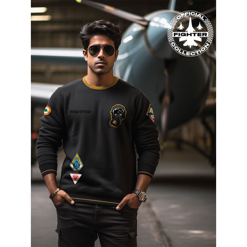 A47 Grey and Mustard Chic Combat Fighter Sweatshirt (M)