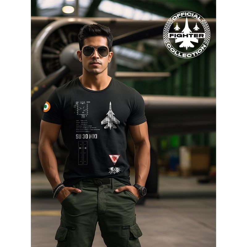 A47 Black Su 30 Glory Edition Regular Fit T-Shirt (M)