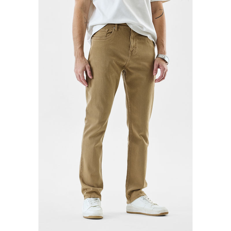 Snitch Men Tan Washed Slim Casual Jeans (30)