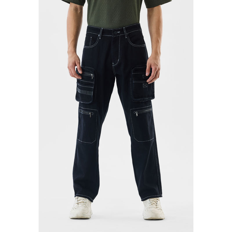 Snitch Men Black Solid Loose Casual Cargo Pant (32)