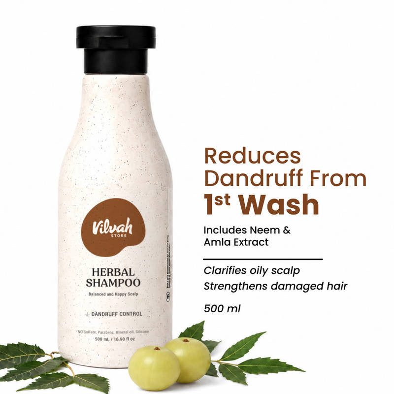 Vilvah Hydrating Sulphate Free Anti Dandruff Shampoo With Amla, Neem & Black Pepper