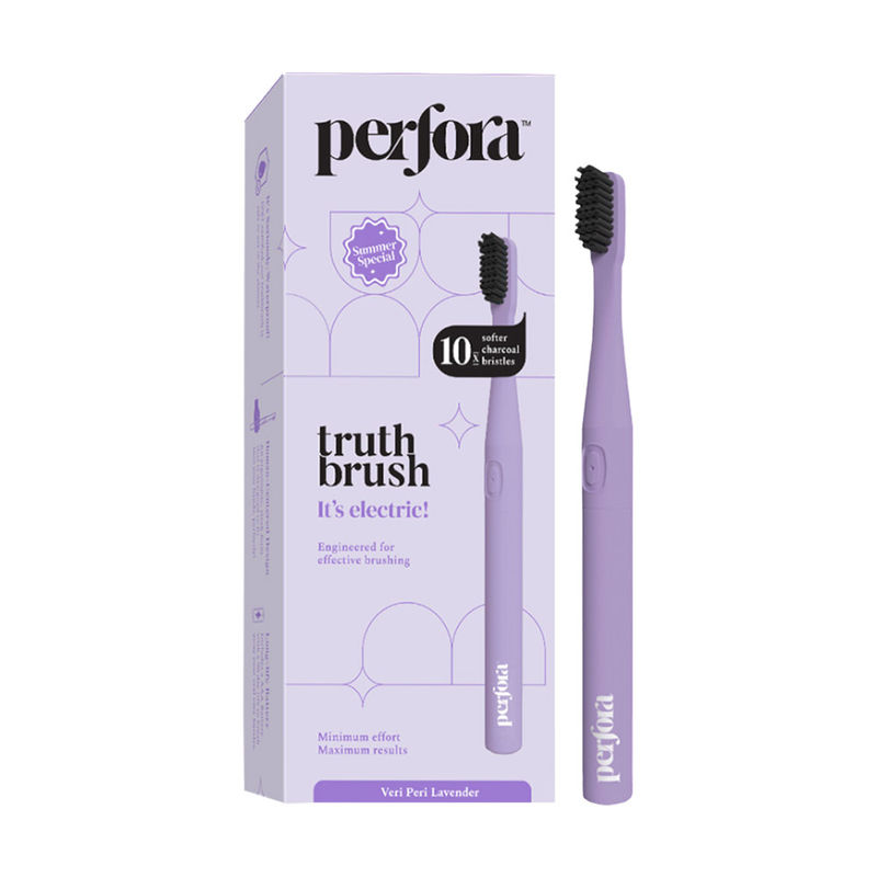 Perfora Veri Peri Lavender Electric Toothbrush- with 2 Vibrating Modes and Charcoal Bristles for Enhanced Whitening
