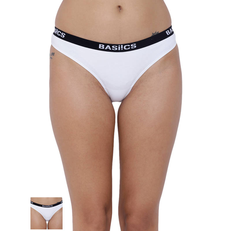 BASIICS by La Intimo Women's Dulce Candy Brief Panty Pack of 2 - White (L)