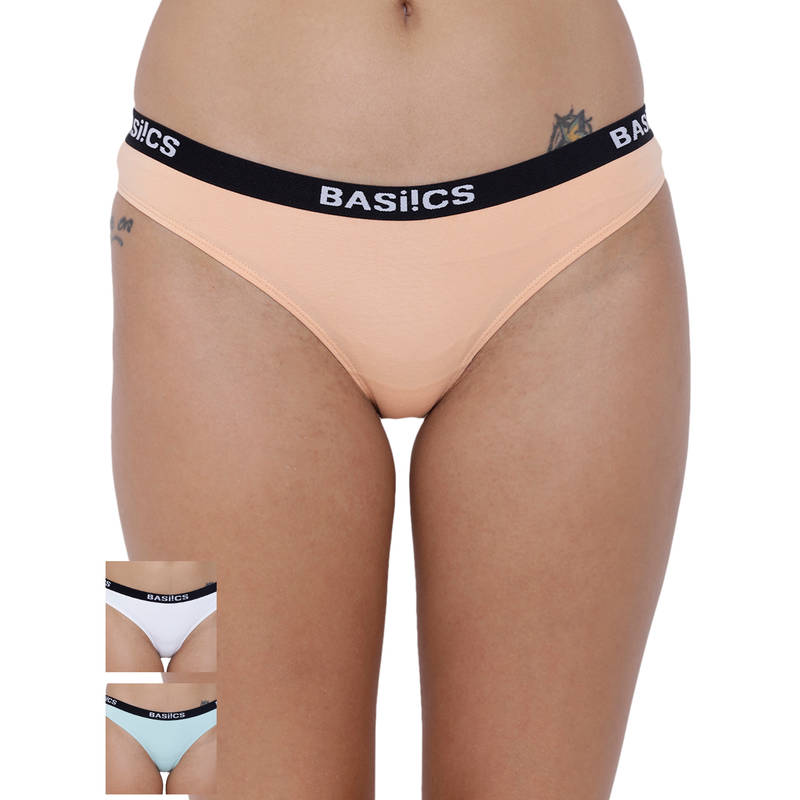 BASIICS by La Intimo Women's Dulce Candy Brief Panty Pack of 3 - Multi-Color (L)