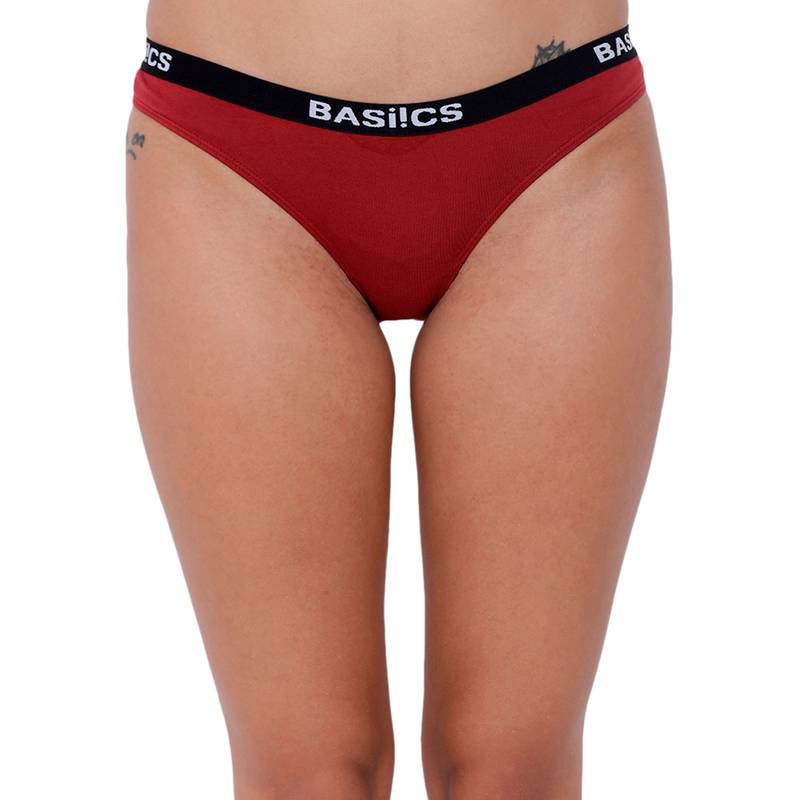 BASIICS by La Intimo Women's Dulce Candy Brief Panty - Maroon (M)