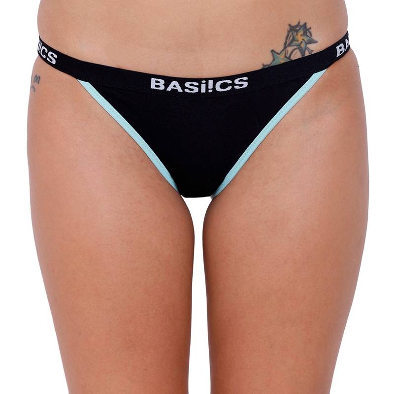 BASIICS by La Intimo Women's Fashionable Brief Panty - Black (L)
