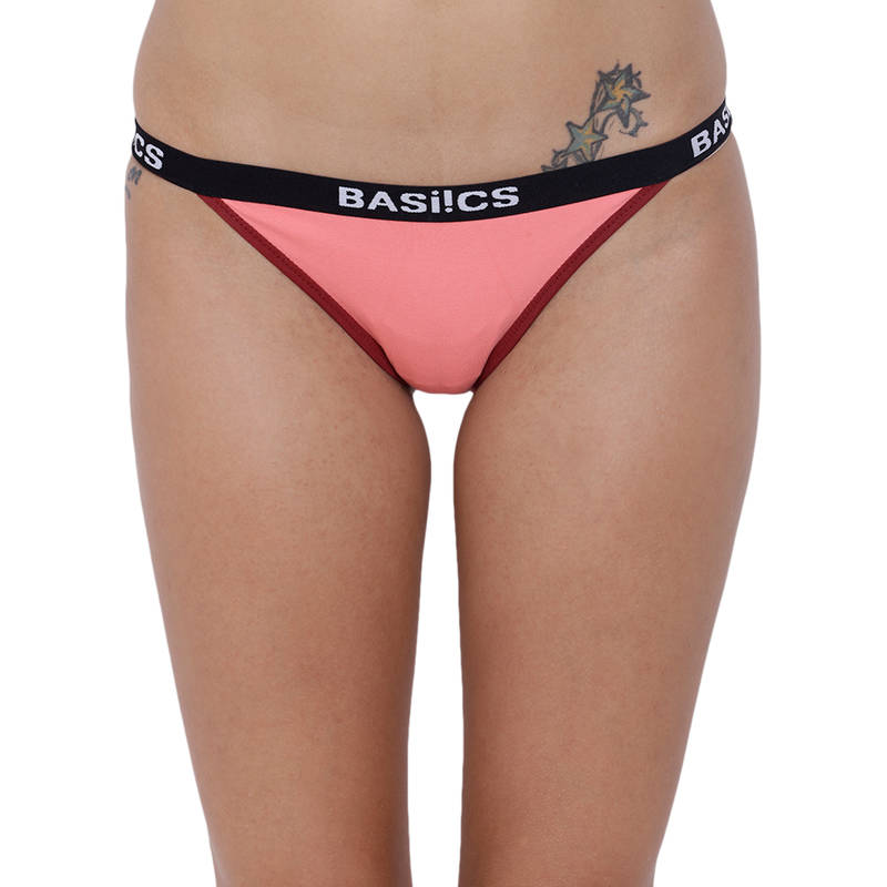 BASIICS by La Intimo Women's Fashionable Brief Panty - Coral (L)