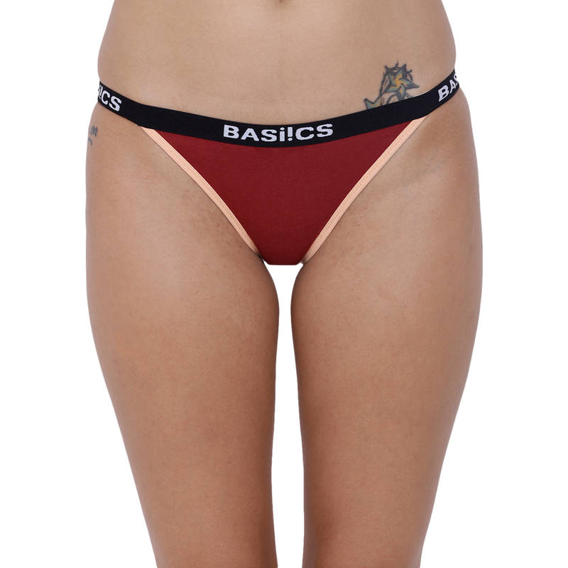 BASIICS by La Intimo Women's Fashionable Brief Panty - Maroon (L)