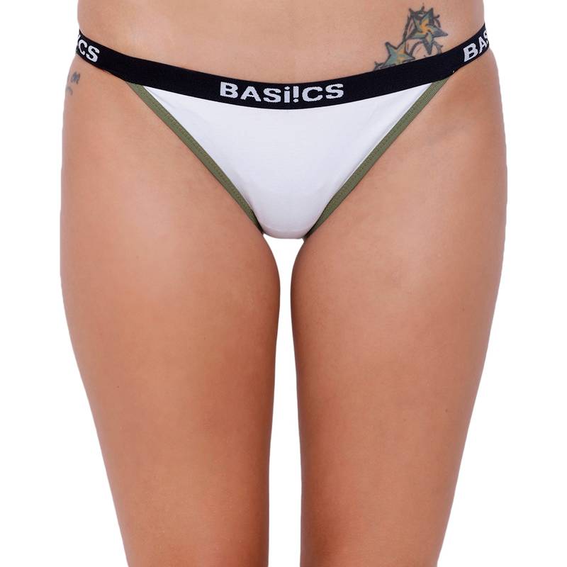 BASIICS by La Intimo Women's Fashionable Brief Panty - White (L)