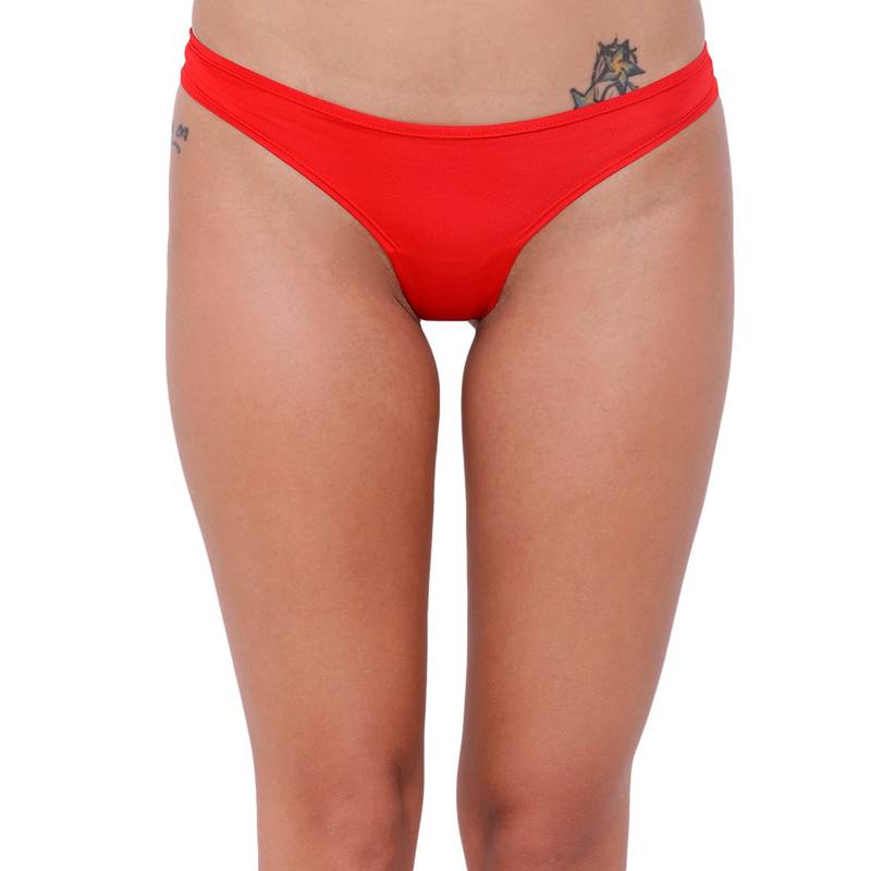 BASIICS by La Intimo Women's Spiffy Semi Seamless Panty - Red (L)