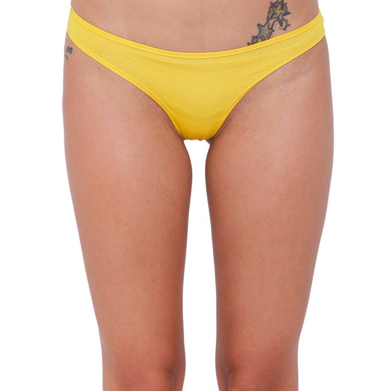 BASIICS by La Intimo Women's Spiffy Semi Seamless Panty - Yellow (L)