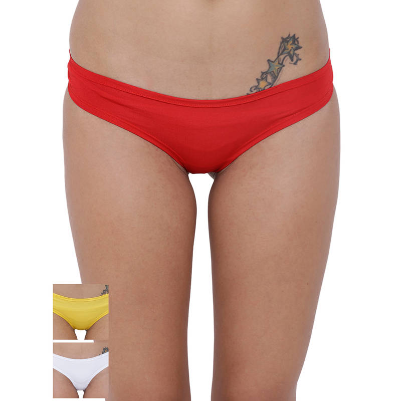 BASIICS by La Intimo Women's Amor Love Semiseamless Panty Pack of 3 - Multi-Color (L)