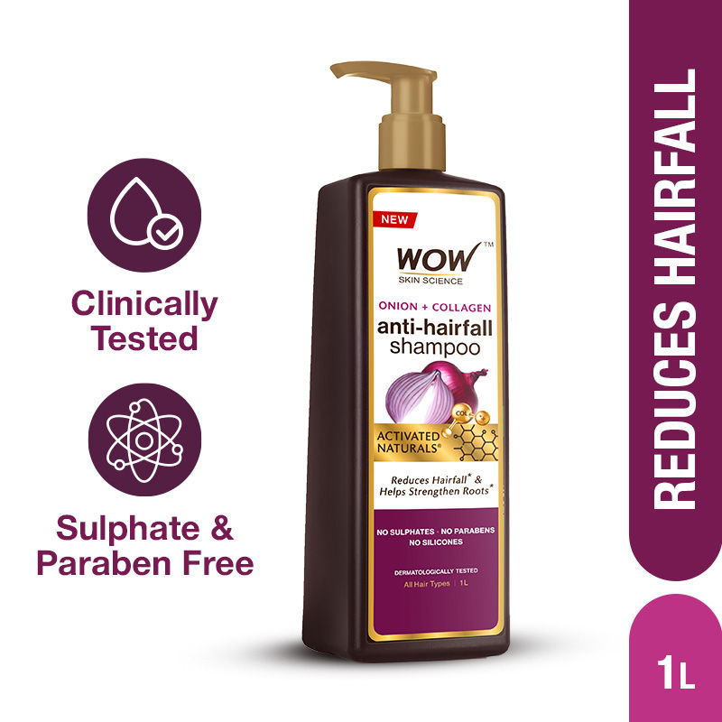 WOW Skin Science Activated Naturals Onion + Collagen Anti-Hairfall & Strengthening Roots Shampoo