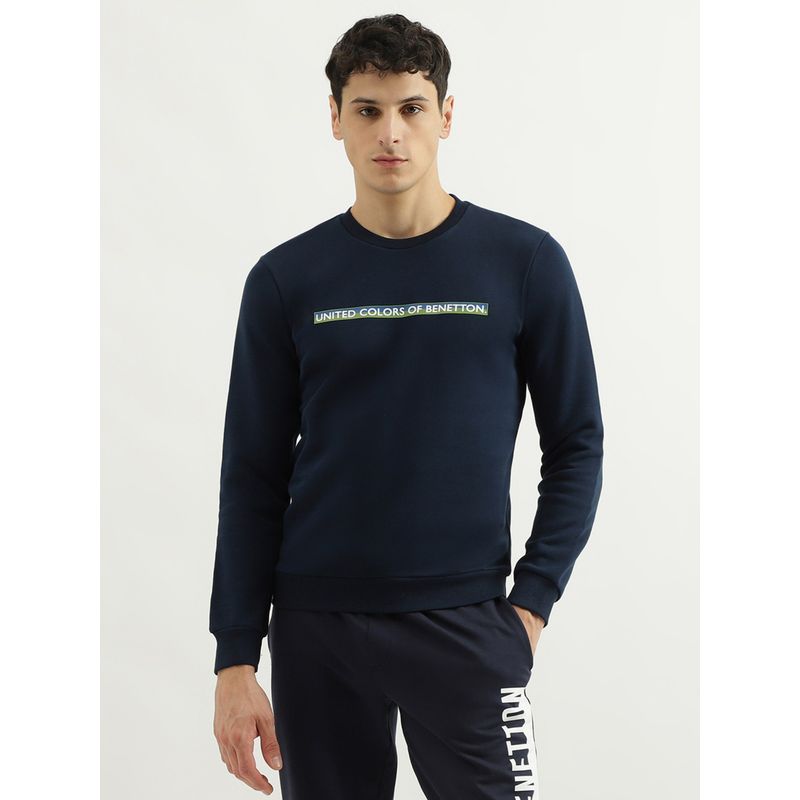 United Colors of Benetton Slim Fit Round Neck Branded Fleece Sweatshirt (XL)