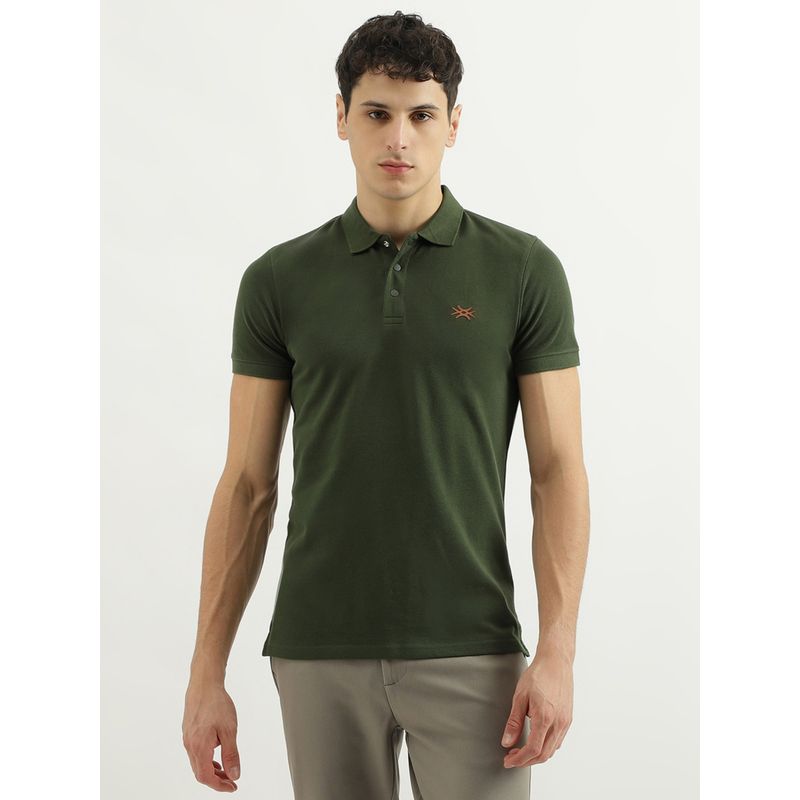 United Colors of Benetton Faux Leather Patch Polo Collar T-Shirt (XL)
