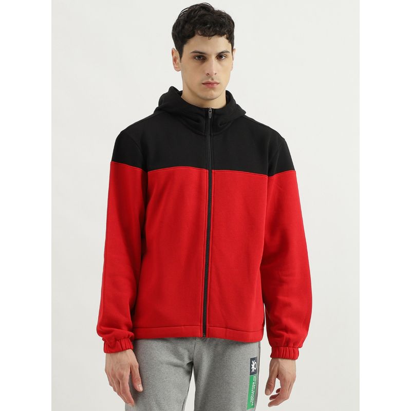 United Colors of Benetton Hooded Neck Colourblocked Sweatshirt (M)