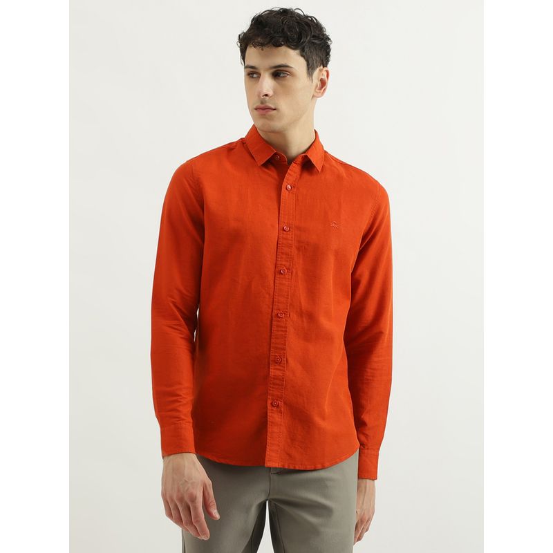 United Colors of Benetton Slim Spread Collar Solid Shirts (2XL)