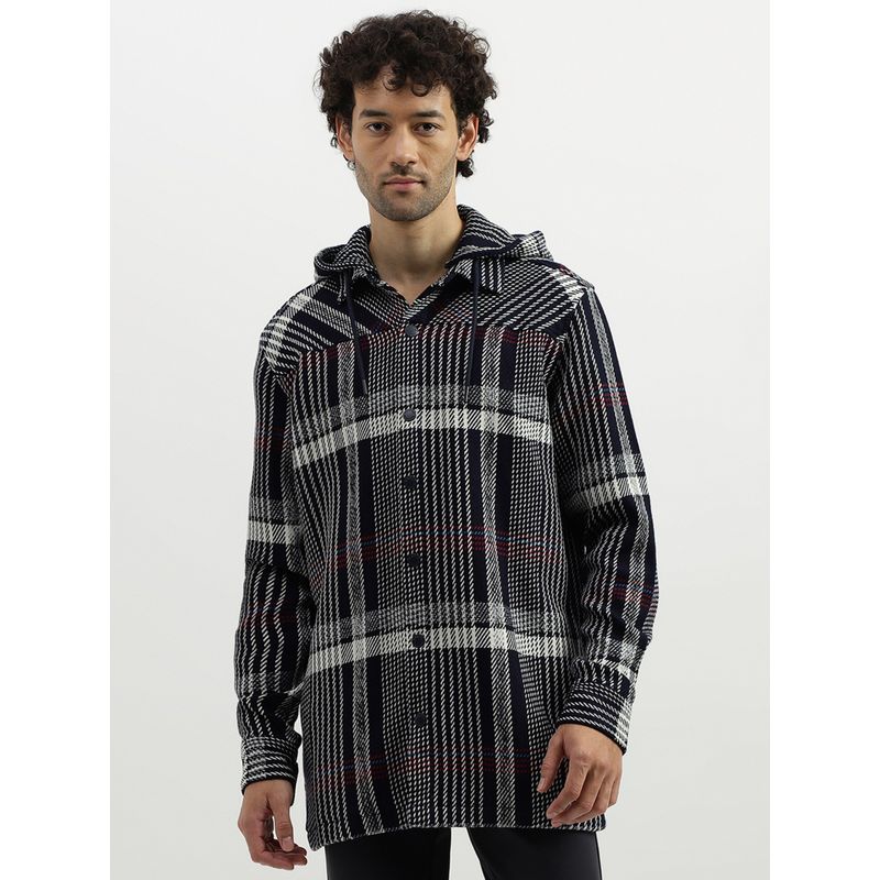 United Colors of Benetton Regular Hooded Neck Checkered Shirts (XL)
