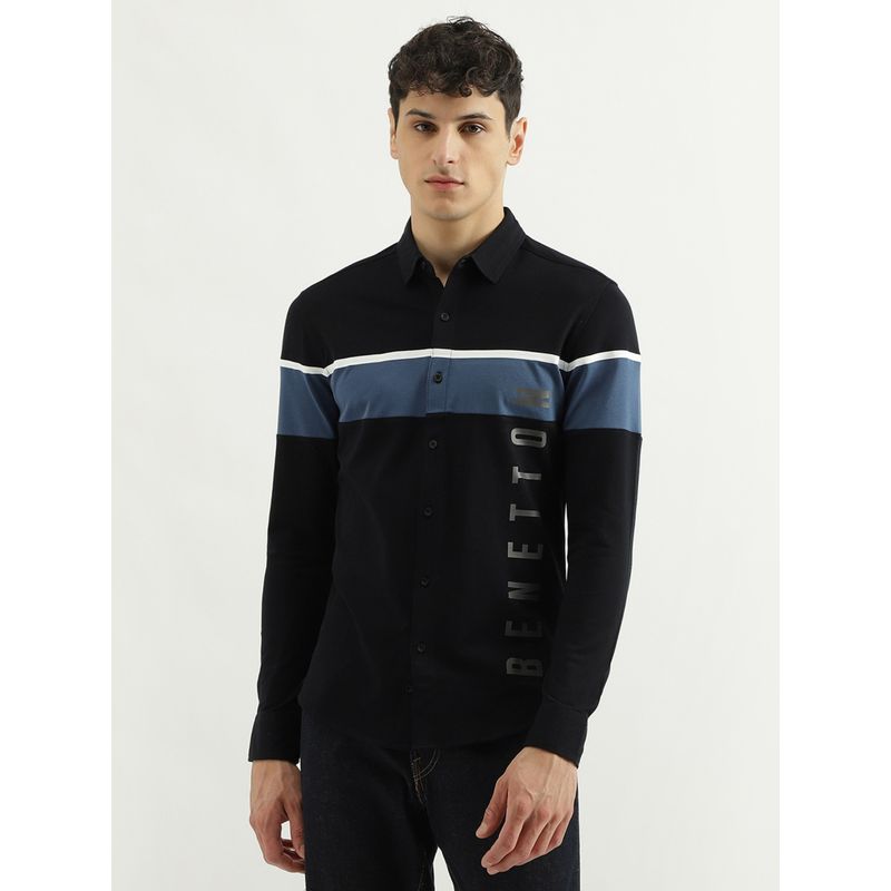 United Colors of Benetton Slim Spread Collar Printed Shirts (S)