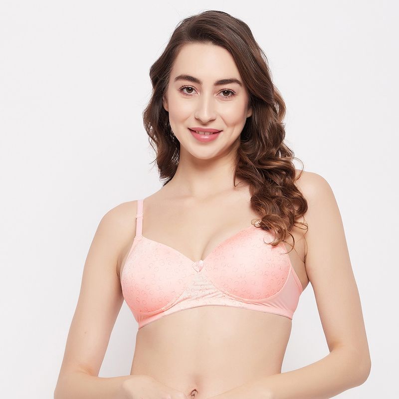 Clovia Polyamide Solid Padded Full Cup Wire Free T-shirt Bra - Light Pink (40D)