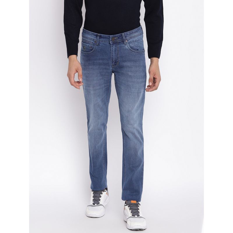 Cantabil Solid Blue Regular Fit Denim Jeans (34)