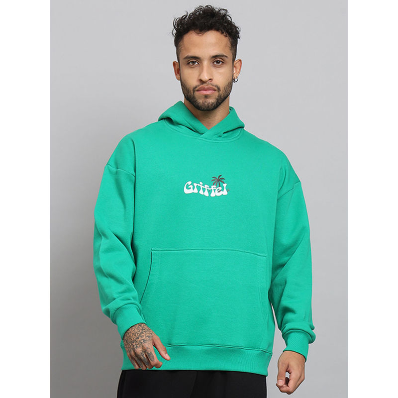 Griffel Mens MEET ME UNDER THE PALM Print Oversized Fleece Hoodie Sweatshirt (S)