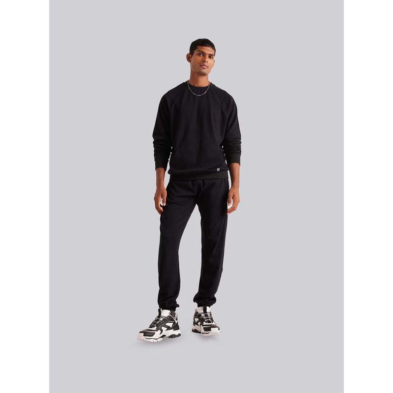 Muvazo Black Urban Ease Crew Neck Sweatshirt and Joggers Co-Ord (Set of 2) (XS)