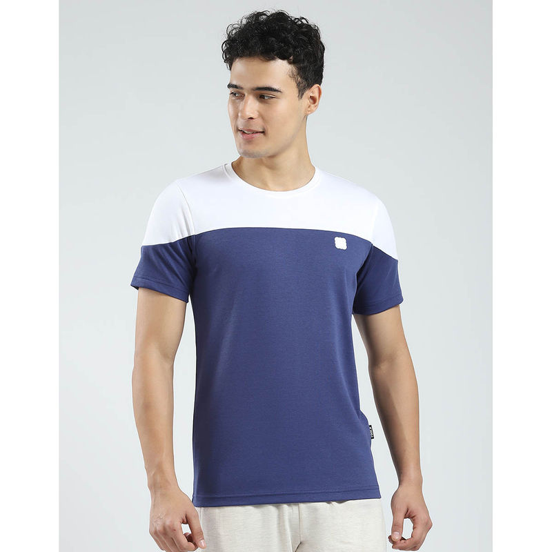Rock.it Mens Blue Colorblock Round Neck T-Shirt (S)