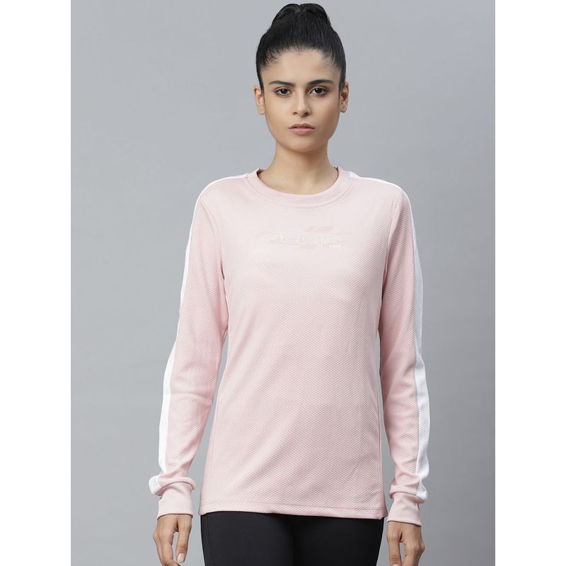 Alcis Women Pink Self Design Sweatshirt (L)