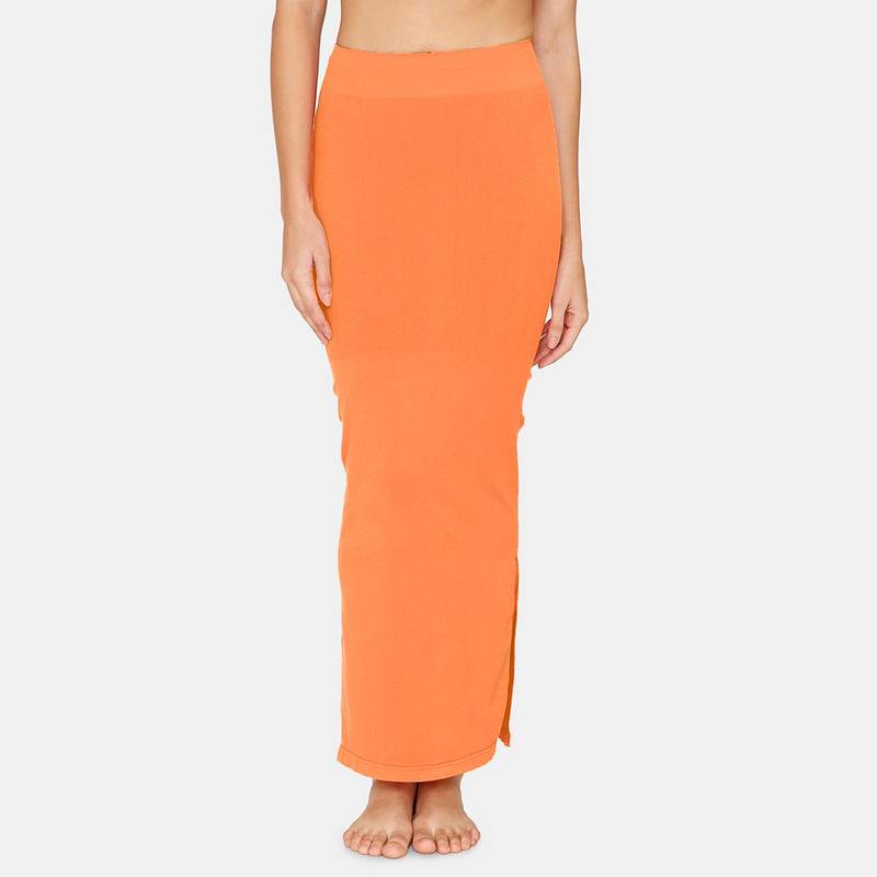 Zivame Seamless All Day Mermaid Saree Shapewear With Removable Drawcord - Orange1 (M)