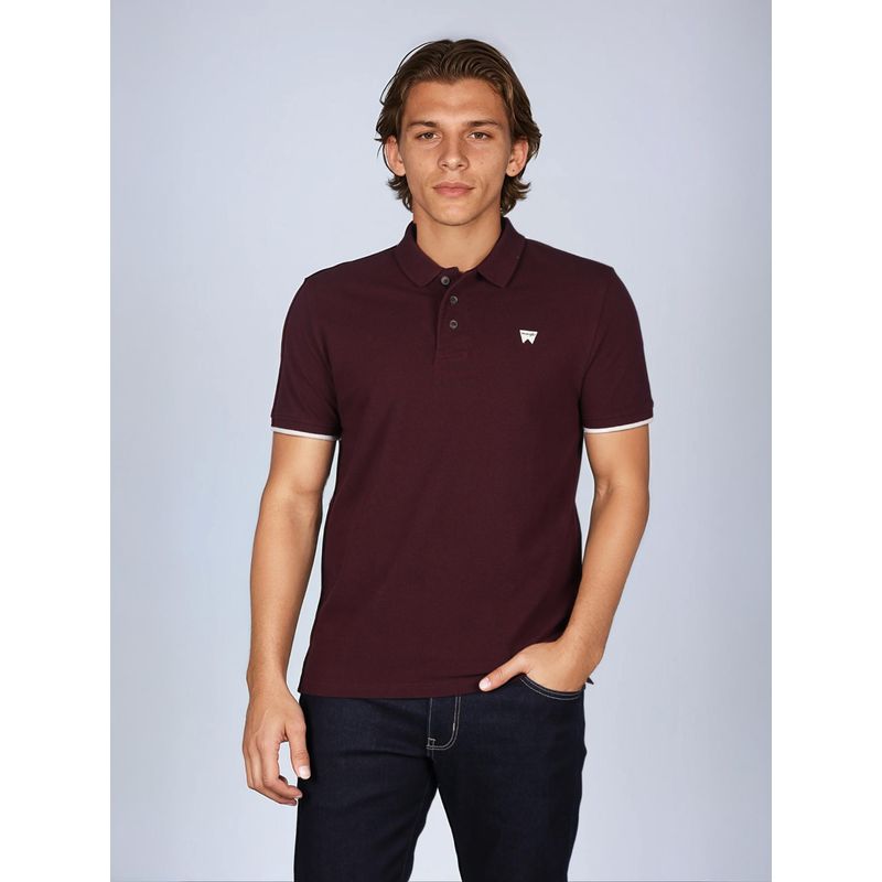 Wrangler Men Solid Red Collar Regular Fit Polo T-Shirt (S)
