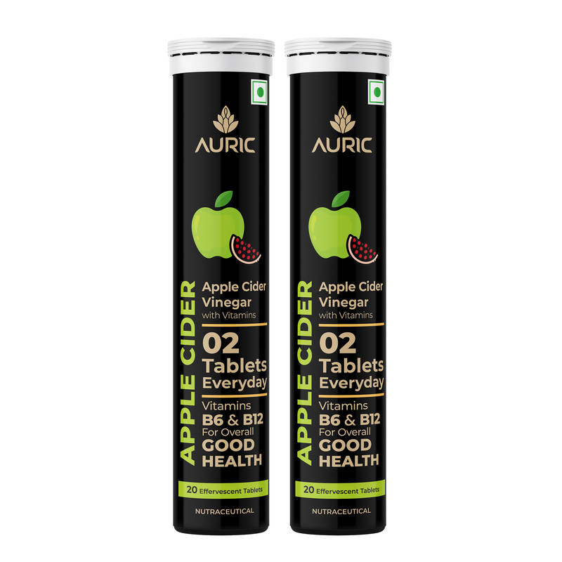 Buy Auric Apple Cider Vinegar, 40 ACV Tablets With Vitamin B6 & B12 ...