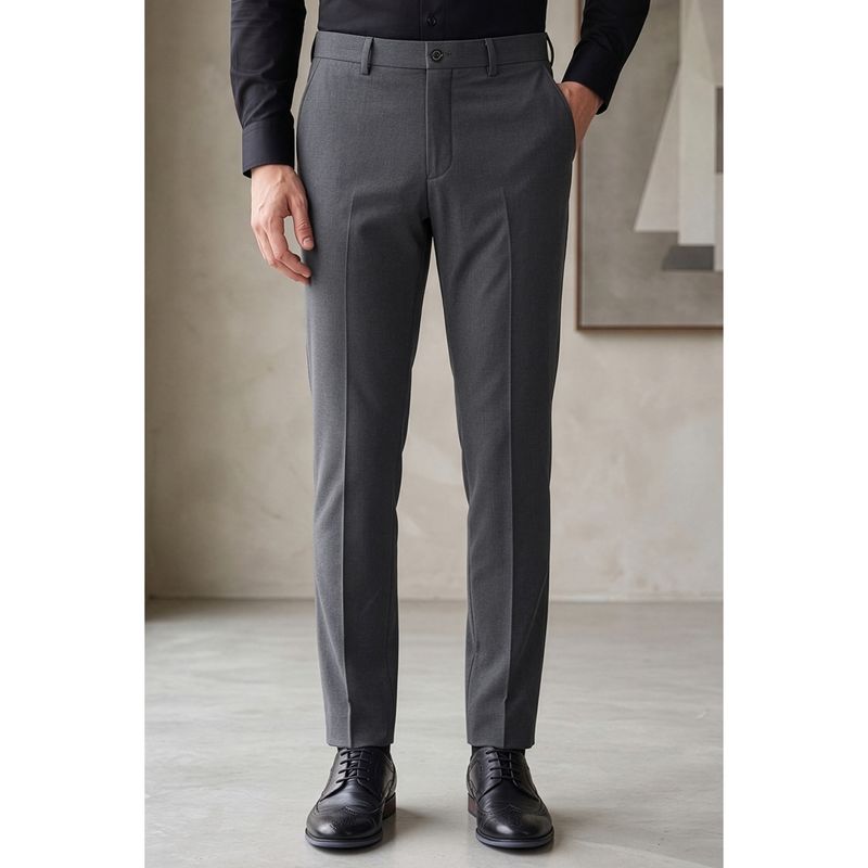 Louis Philippe Men Grey Slim Formal Trousers (36)