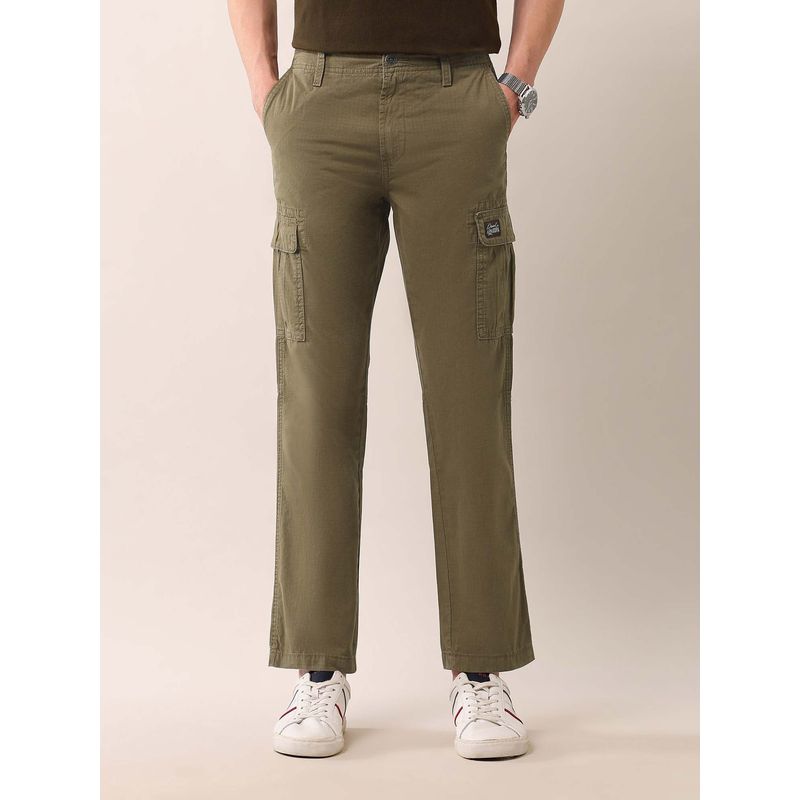 U.S. Polo Assn. Denim Co. Men's Olive Mid Rise Straight Fit Cargos (34)