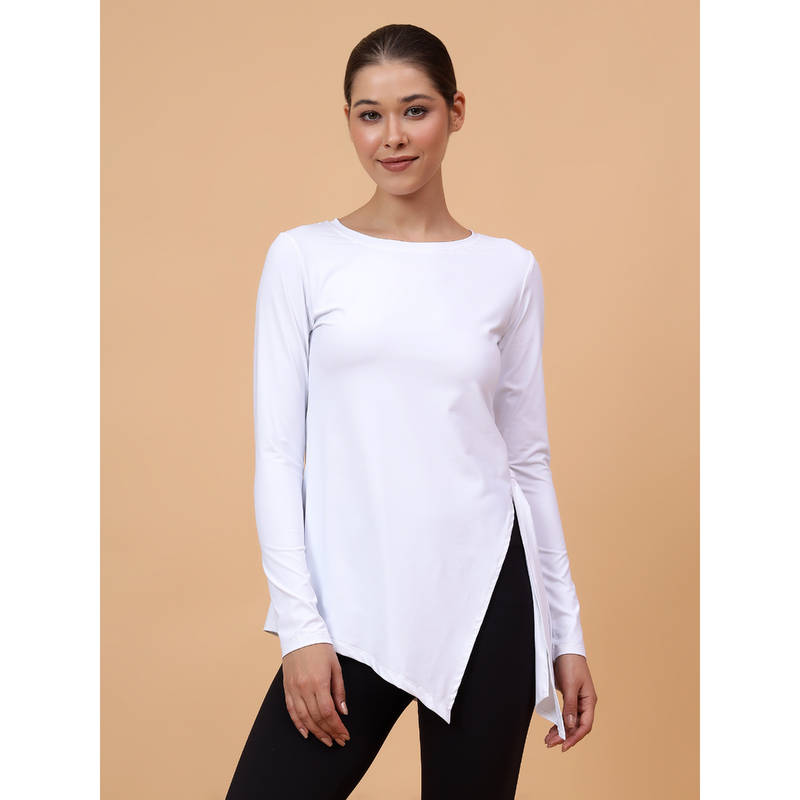 Buy Fitkin Women White Side Knot T-Shirt Online