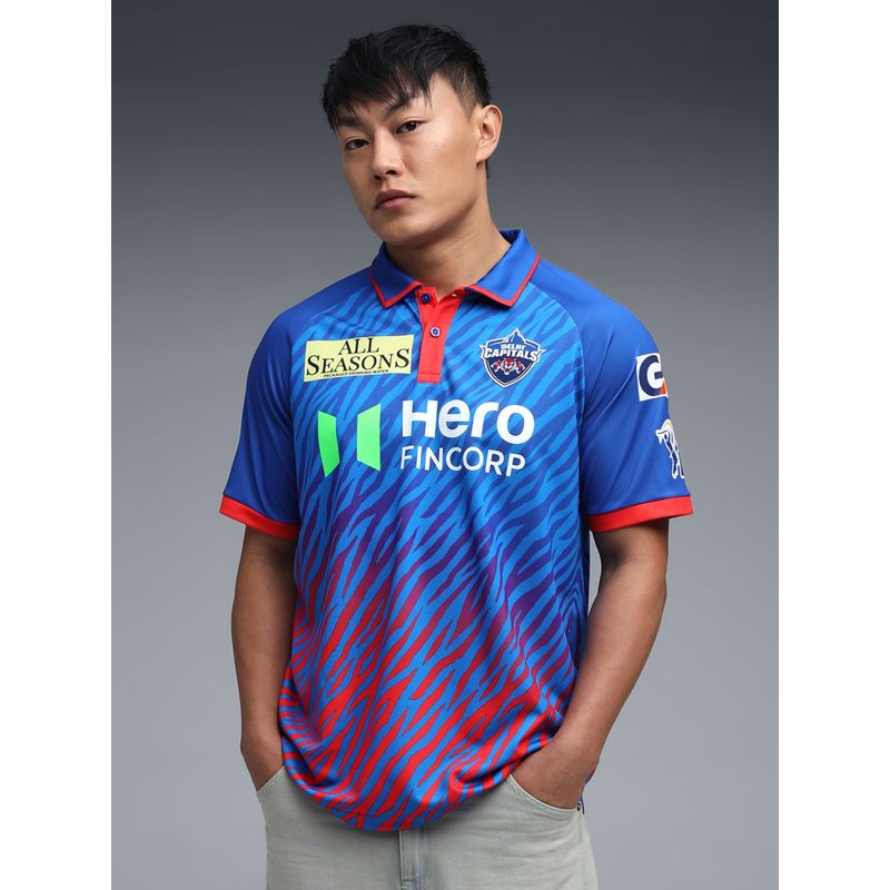 Puma Blue Polyester Printed Polo T-Shirt (M)