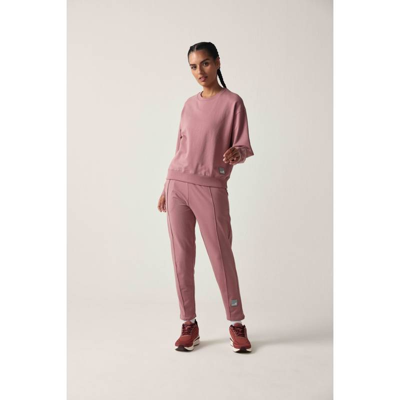 Sawsee Pink Cotton Blend Solid Sweatshirt with Joggers (M)