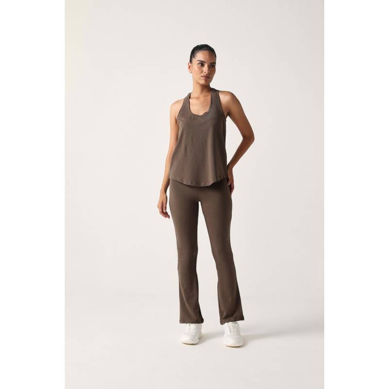Sawsee Brown Bambo Blend Solid Tank with Trackpant (2XL)
