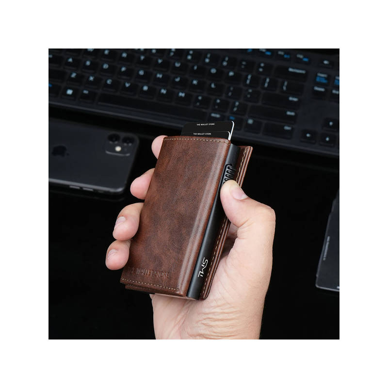 The Wallet Store Defender RFID Cardholder Brown - Image 1