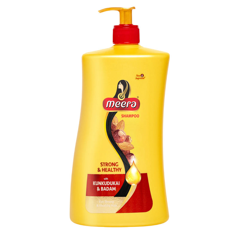 Meera Strong and Healthy Shampoo, With Goodness Of Kunkudukai and Badam, 1L