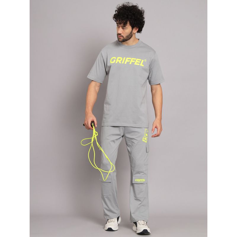 Griffel Grey Men Registered Print Steel Grey Co-Ord (Set of 2) (S)