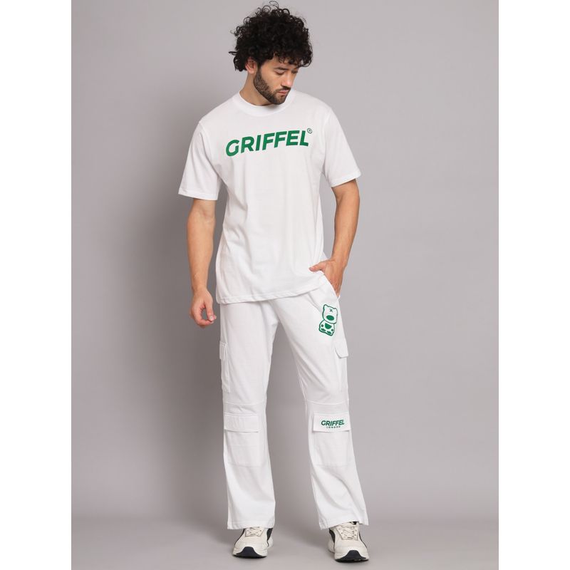 Griffel White Men Registered Print White Co-Ord (Set of 2) (XL)