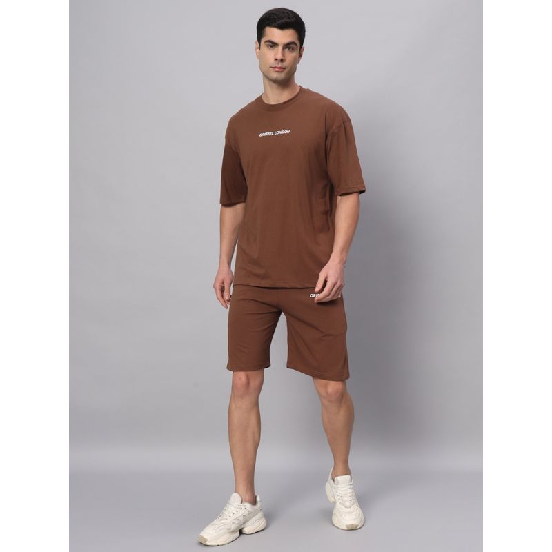Griffel Brown Basic Logo T-Shirt & Short (Set of 2) (M)