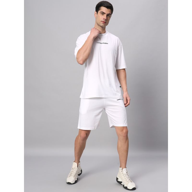 Griffel White Basic Logo T-Shirt & Short (Set of 2) (XS)