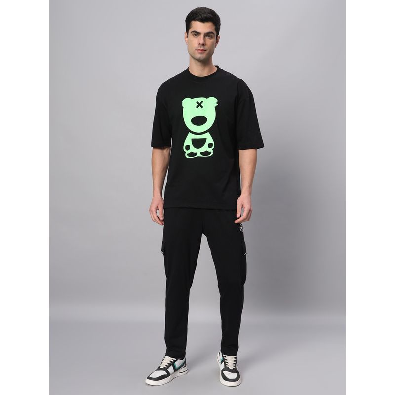 Griffel Black & Green PUFF TEDDY T-Shirt & Trackpant (Set of 2) (S)