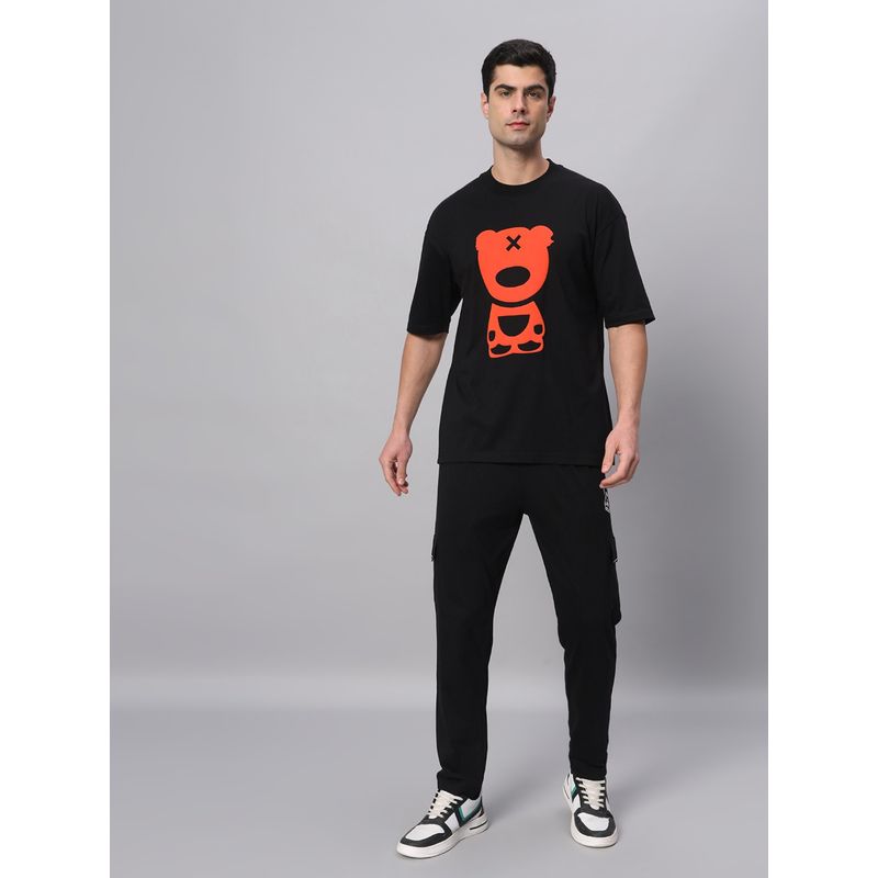 Griffel Black & Orange PUFF TEDDY T-Shirt & Trackpant (Set of 2) (S)