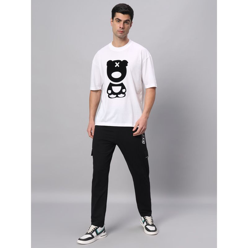 Griffel White & Black PUFF TEDDY T-Shirt & Trackpant (Set of 2) (L)